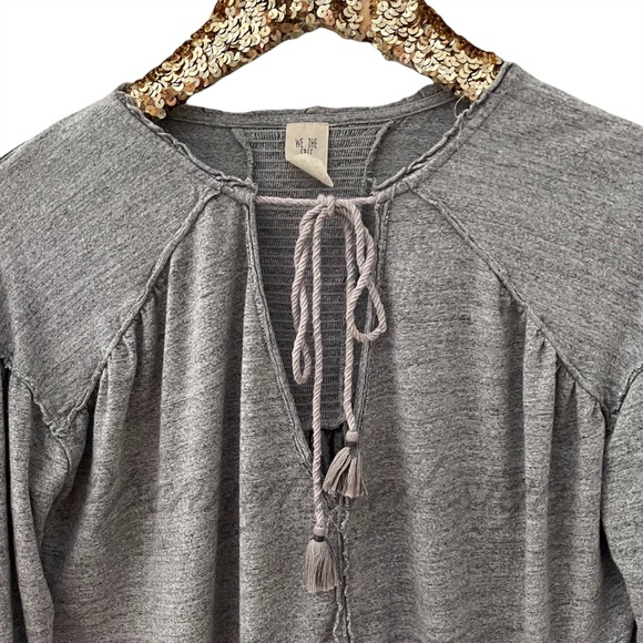Free People We Are The Free Gray Tassel Tie Flowy Tunic Top XS - Picture 2 of 9